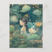 Meisje en bloemen Briefkaart (Voorkant)