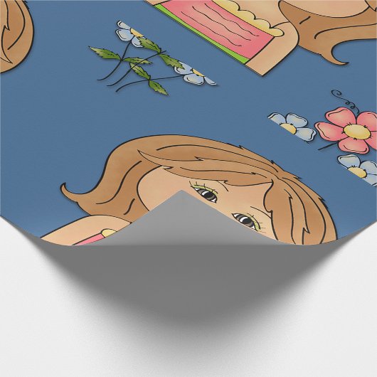 Meisje en bloemen cadeaupapier