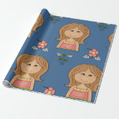 Meisje en bloemen cadeaupapier (Uitgerold)