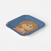 Meisje en bloemen papieren bordje (Gebogen)