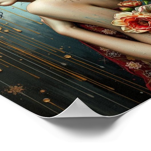 Meisje en bloemen poster (Hoek)