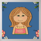 Meisje en bloemen poster (Voorkant)