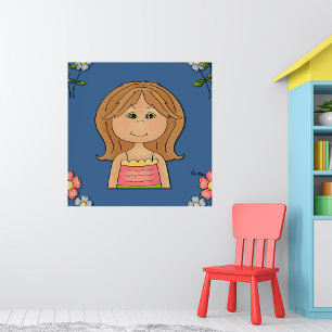 Meisje en bloemen poster