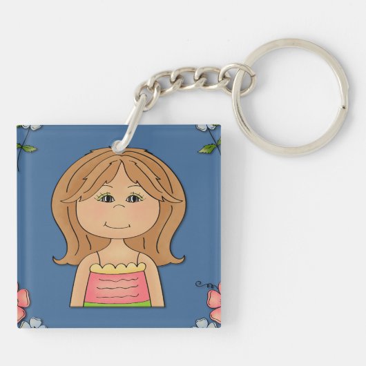 Meisje en bloemen sleutelhanger (Achterkant)