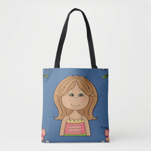 Meisje en bloemen tote bag (Voorkant)