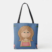 Meisje en bloemen tote bag (Achterkant)