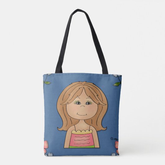Meisje en bloemen tote bag (Achterkant)