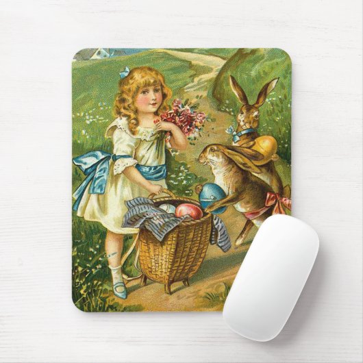 Meisje en Bunnies  Paslandschap Muismat (Met muis)