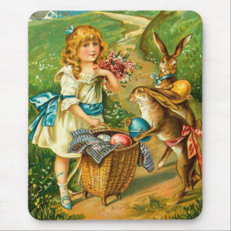Meisje en Bunnies Paslandschap Muismat