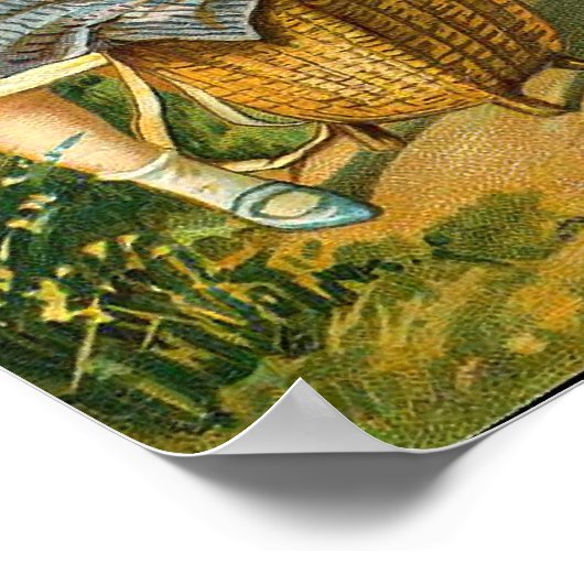 Meisje en Bunnies  Paslandschap Poster (Hoek)