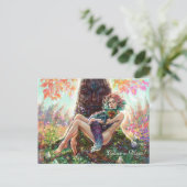 Meisje en de magicfox fantasie magische boskunst briefkaart (Staand voorkant)