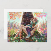 Meisje en de magicfox fantasie magische boskunst briefkaart (Voorkant / Achterkant)