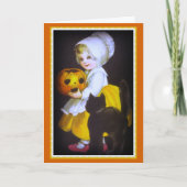 Meisje en de Zwarte Kaart van Halloween van de Kat (Voorkant)