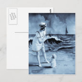 Meisje en Dog  1913 Briefkaart (Voorkant / Achterkant)
