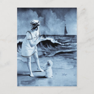 Meisje en Dog  1913 Briefkaart