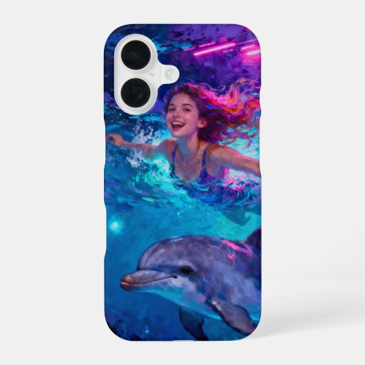 Meisje en Dolfijn iPhone 16 Hoesje (Achterkant)