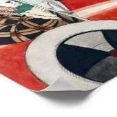 Meisje en een pug hond in een rode auto poster (Hoek)