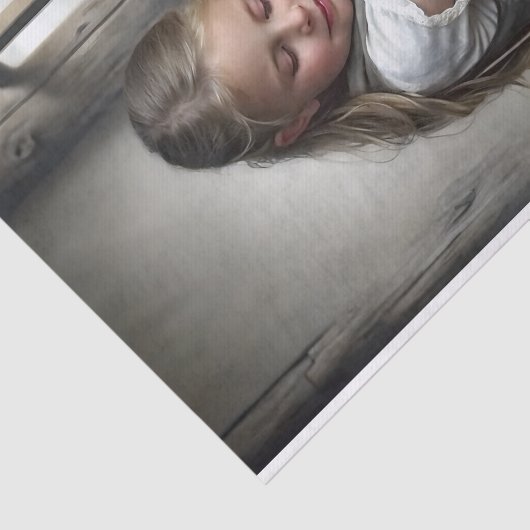 Meisje en Gans Decoupage Tissuepapier (Detail)