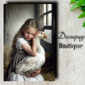 Meisje en Gans Decoupage Tissuepapier