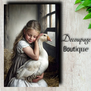 Meisje en Gans Decoupage Tissuepapier