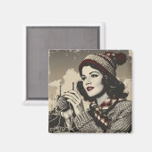 Meisje en garen magneet (Voorkant / Achterkant)