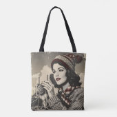Meisje en garen  tote bag (Achterkant)