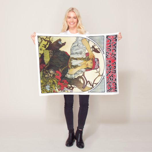 Meisje en Geranium, Mucha Fleece Deken (In situ)