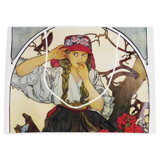 Meisje en Geranium, Mucha Groot Cadeauzakje (Voorkant)