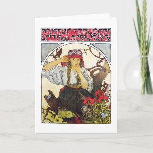 Meisje en Geranium, Mucha Kaart