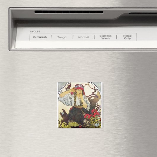 Meisje en Geranium, Mucha Magneet (Insitu (Vaatwasser))