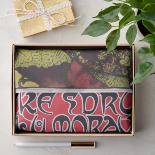 Meisje en Geranium, Mucha Tissuepapier (Geschenk)