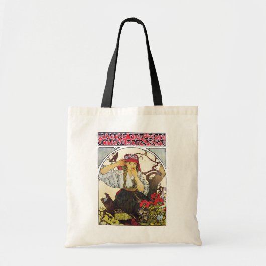 Meisje en Geranium, Mucha Tote Bag (Voorkant)