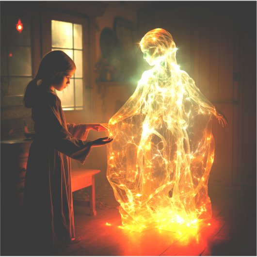 Meisje en Ghost Sticker (Voorkant)