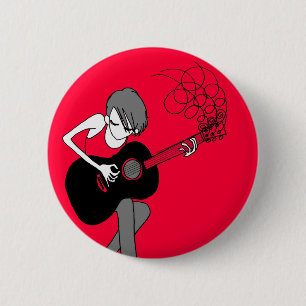 Meisje en gitaar Button (BU24)