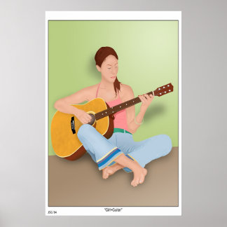 Meisje en gitaar poster