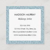 Meisje en Glam Blue Silver Glitter Sparkle Monogra Vierkante Visitekaartje (Achterkant)