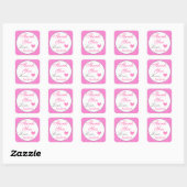 Meisje en Glam Princess Hot Pink Glitter Hartelijk Vierkante Sticker (Vel)