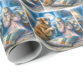 Meisje en Golden Retriever bidden Cadeaupapier (Rol Hoek)