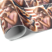 Meisje en Golden Retriever bidden Cadeaupapier (Rol Hoek)