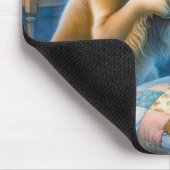 Meisje en Golden Retriever bidden Muismat (Hoek)