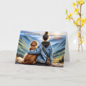 Meisje en Golden Retriever Pet Loss Sympathie Kaart (Gele Bloem)