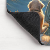 Meisje en Golden Retriever Sunrise Muismat (Hoek)