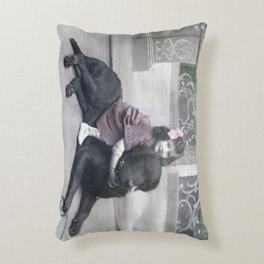 Meisje en haar hond accent kussen (Voorkant(Verticaal))