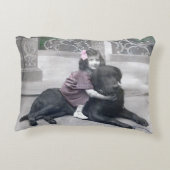 Meisje en haar hond accent kussen (Achterkant)