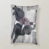 Meisje en haar hond accent kussen (Achterkant (Verticaal))