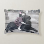 Meisje en haar hond accent kussen (Achterkant)
