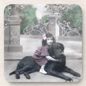 Meisje en haar Hond Bier Onderzetter (Voorkant)