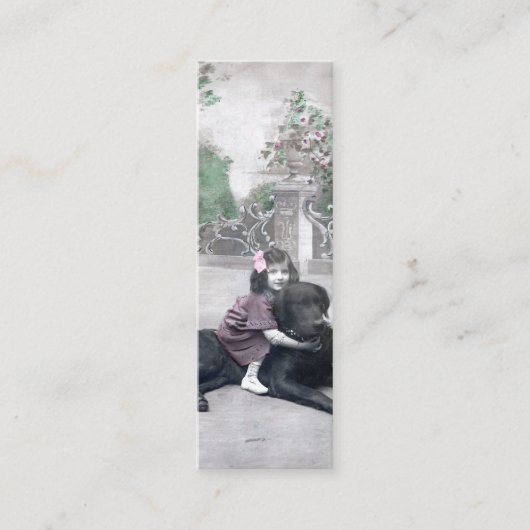 Meisje en haar hond Bladwijzer Mini Visitekaartje (Voorkant)