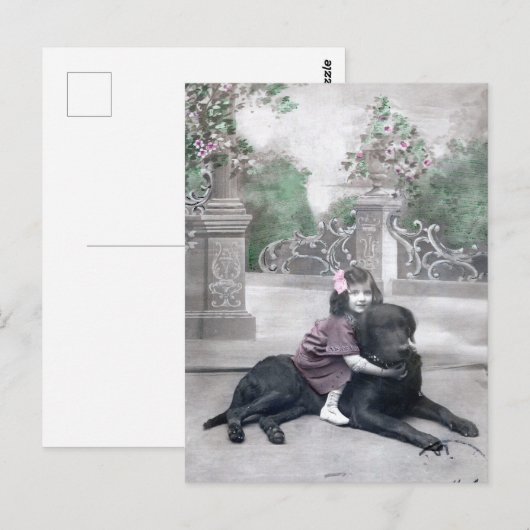 Meisje en haar Hond Briefkaart (Voorkant / Achterkant)