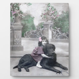 Meisje en haar hond fotoplaat